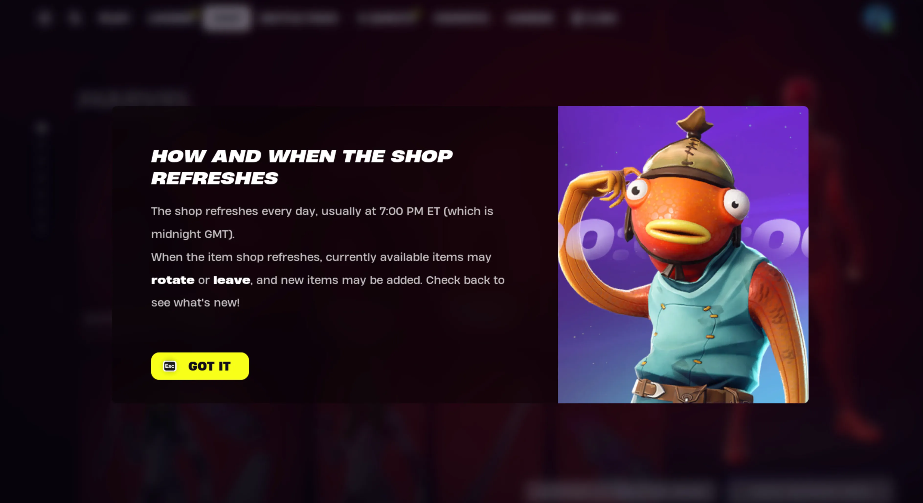 Fortnite Item Shop Reset Time